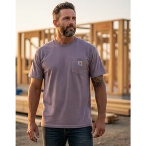 Carhartt Heavyweight Loose Fit Purple Speckled Short Sleeve Pocket Tee Large
